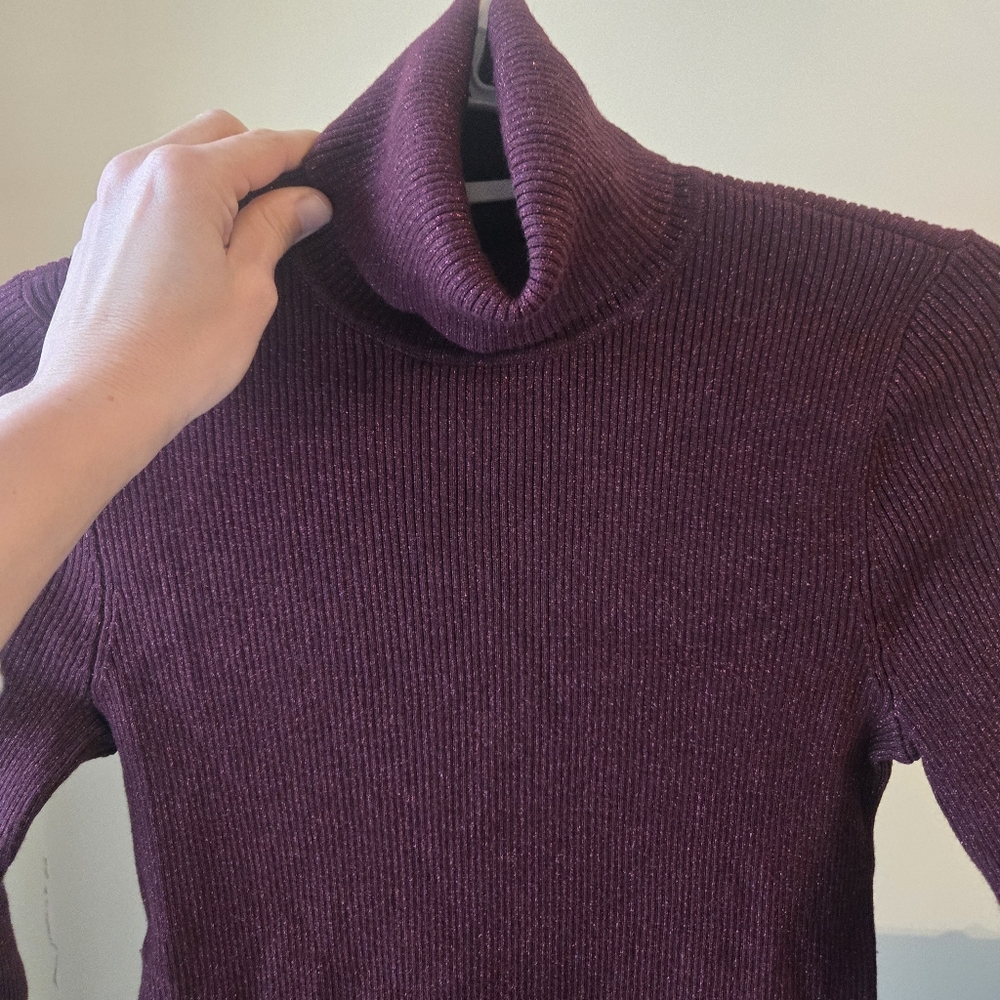 NWT Lauren Ralph Lauren Ribbed Turtle Neck Sweater In Pinot Noir Size Small - Picture 5 of 7